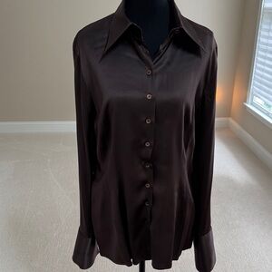 Silk Brown Button-Up Shirt